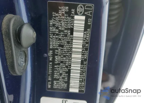 2012 Toyota Corolla Base из США, поврежденный, VIN 2T1BU4EEXCC903758